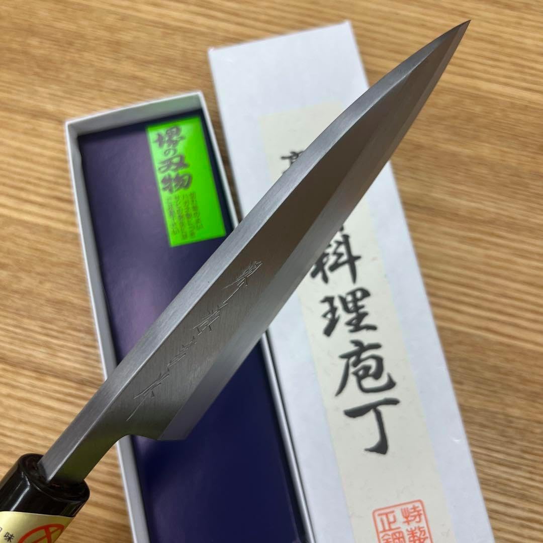 【新品】白ニ鋼　出刃包丁 6寸 180mm 本水牛八角朴柄 白ニ鋼 出刃包丁 6寸 180mm 本水牛八角朴柄 むきもの包丁
